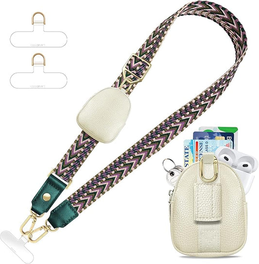 UKON Adjustable Phone Lanyard Crossbody Strap With Wallet Clip-and-Go Strap with Zippered Pouch Widened Phone String for iPhone Hands-Free for Travelling Concerts