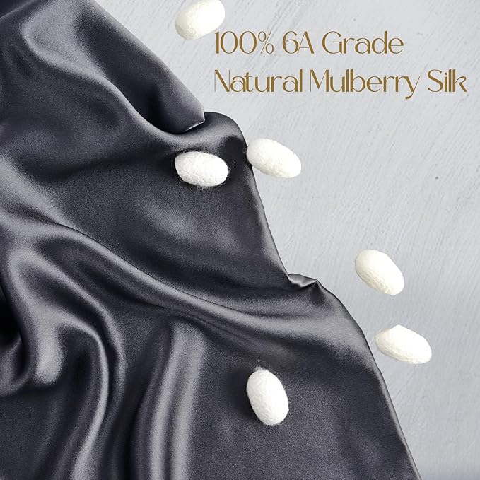 ZIMASILK 100% Pure Mulberry Silk Pillowcase for Hair and Skin Health,Soft and Smooth,Both Sides Premium Grade 6A Silk,600 Thread Count,with Hidden Zipper,1pc (King 20''x36'',Dark Gray)