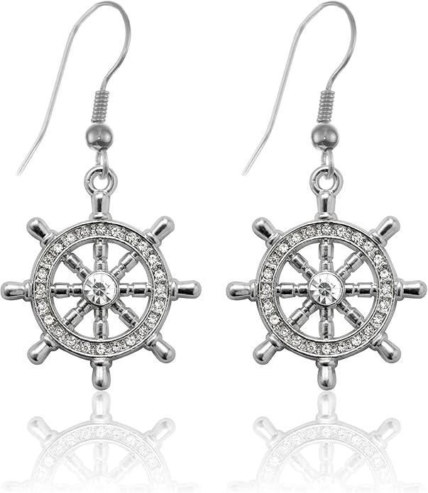 Inspired Silver - Silver Customized Charm French Hook Drop Earrings with Cubic Zirconia Jewelry