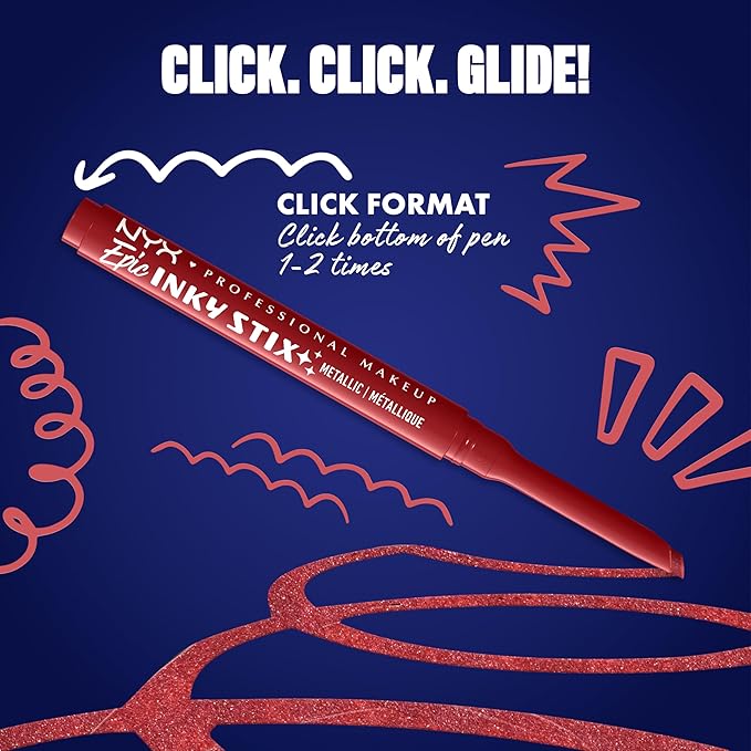 NYX PROFESSIONAL MAKEUP Epic Inky Stix Eyeliner, Mechanical Cream Gel Eyeliner, Waterproof Formula With Up To 24HR Wear - 05 Robotic Red (Matte Red)