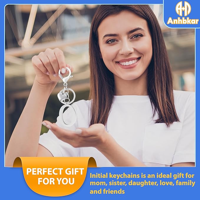 A-Z Heart Initial Letter Keychain, Stainless Steel Alphabet Charm for Handbags, Gift for Women and Girls