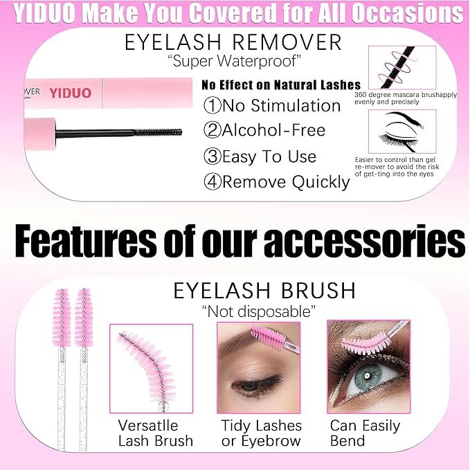 80D Volume Lash Clusters Kit with Long 14-16mm Lashes Spikes+Bottom Clusters Eyelash Extension Kit 280Pcs D-curly Wispy Individual Lash Extensions Kit DIY Spiky Lash Bond and Seal by YIDUO