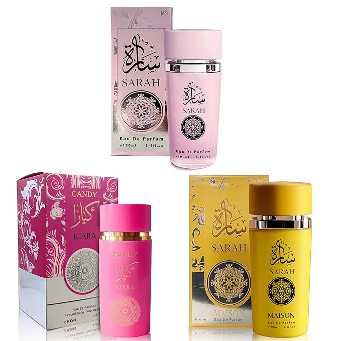 A CENTER Perfume Set for Women - 3PCS Floral Long Lating Fragrance with Jasmine, Rose & Lily of the Valley | 3.4 Fl Oz Each Women Cologne Gift Set (Sarah/Sarah Maison/Ka Maison)