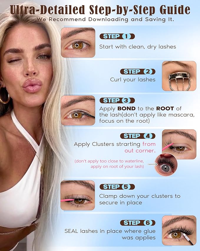 Goddvenus Wispy Lash Clusters Kit Natural Eyelashes Clusters D Curl Cluster Eyelash Extensions Lightweight Individual Lashes DIY Eyelash Extension Kit with Waterproof Lash Cluster Glue