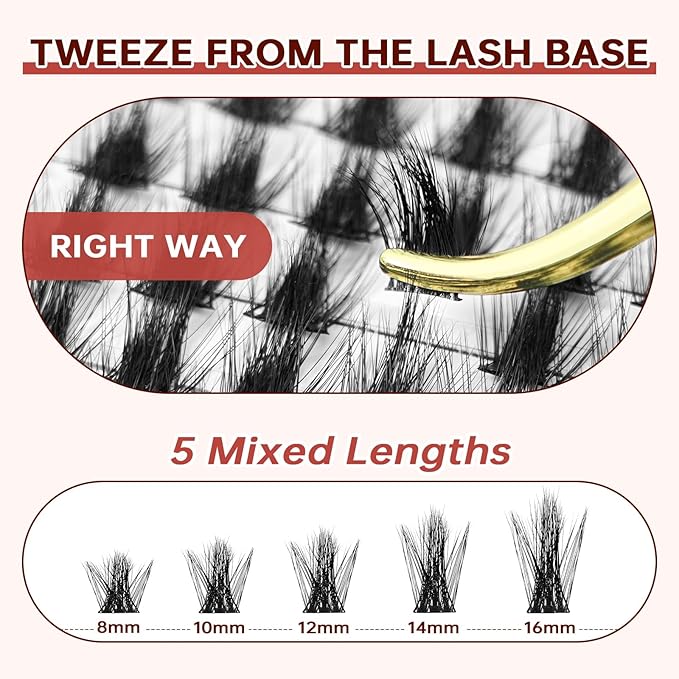 JOLIETIFY Lash Extension Kit, Manga Style, Faux Mink DIY Cluster Lashes 8-16mm, Waterproof Bond & Seal, Reusable Individual Lashes, Eyelash Tweezers, Lash Remover, Easy to Apply for Beginners
