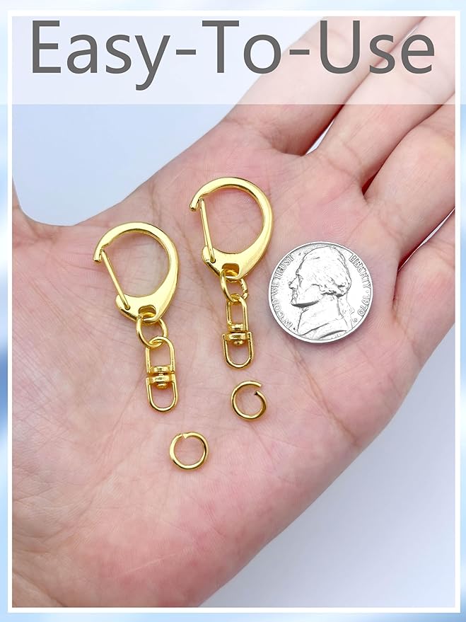 50Pcs Lobster Claw Clasps for Keychain Clip, Swivel Snap Hooks Silver and Gold Key Chain Rings DIY Making Kit for Crafts