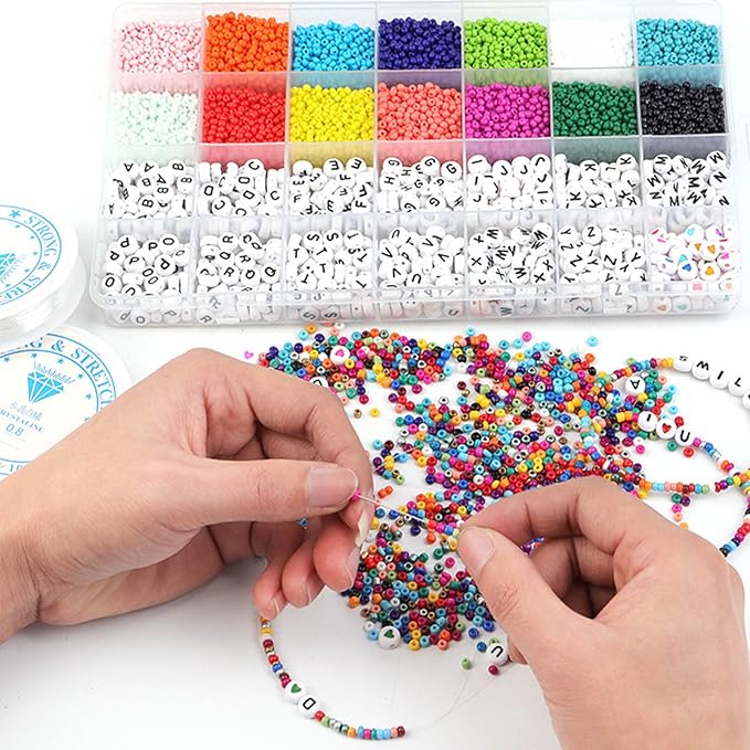 plplaaoo Letter Beads Alphabet Beads Plastic Beads Craft Beads 6303PCS DIY Jewelry Making Kit with Storage Box for Necklace Bracelet Hand Eye Coordination Kids Adults Gift