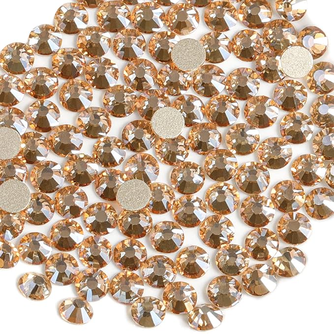 Beadsland 144 Pieces Flat Back Crystal Rhinestones Round Gems for Nail Art and Craft Glue Fix, Golden Shadow, SS40, 8.4-8.7mm