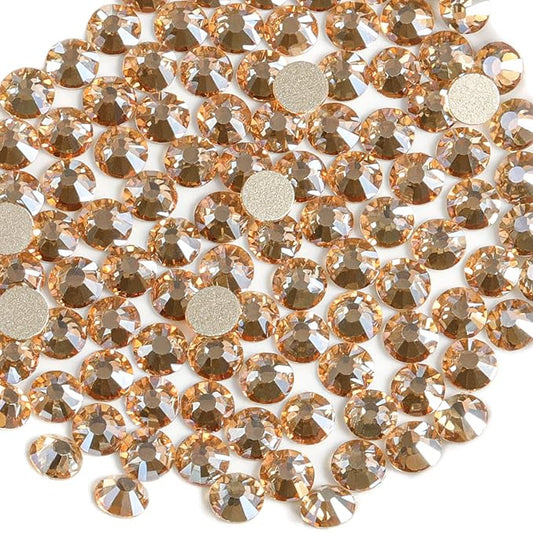 Beadsland 144 Pieces Flat Back Crystal Rhinestones Round Gems for Nail Art and Craft Glue Fix, Golden Shadow, SS40, 8.4-8.7mm