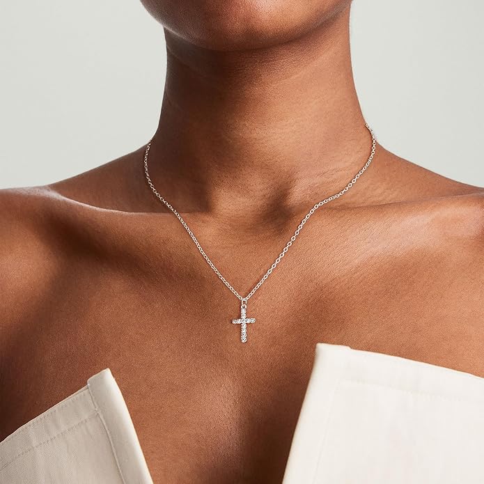 Tewiky Cross Necklace for Women-Dainty Simple 14k Gold Plated/sterling silver Plated Cross Pendant Cute Necklaces Jewelry for Women