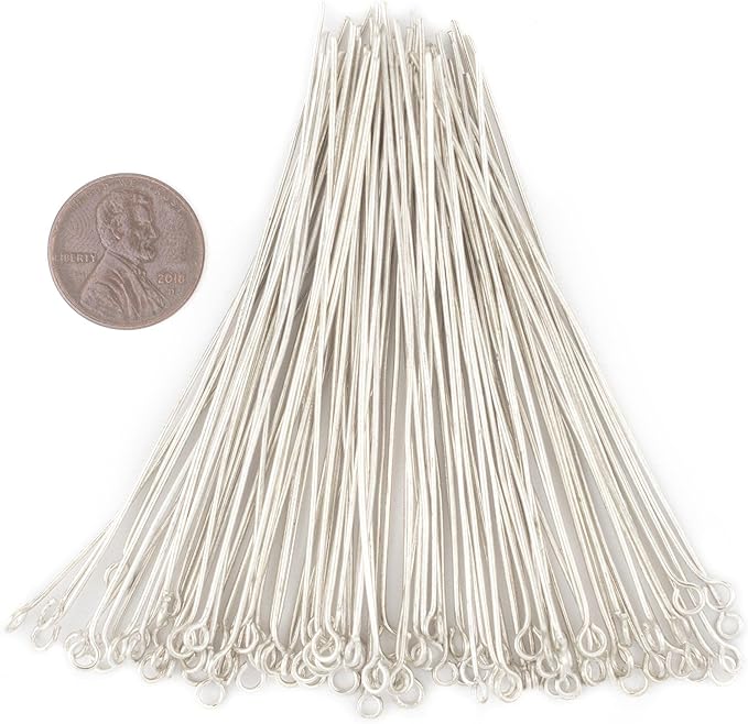 The Bead Chest Silver 21 Gauge 3 Inch Eye Pins (Approx 100 Pieces)