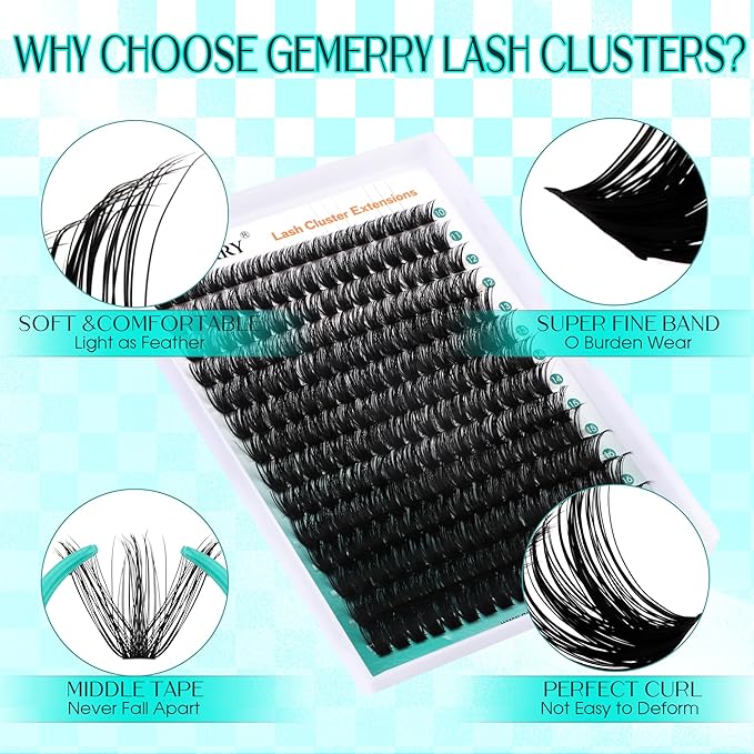Eyelash Clusters Fluffy Lash Clusters Thick 280pcs Cluster Eyelash Extensions DIY At Home Individual Lashes Cluster Lashes by GEMERRY（60P+80P-10-18mm)
