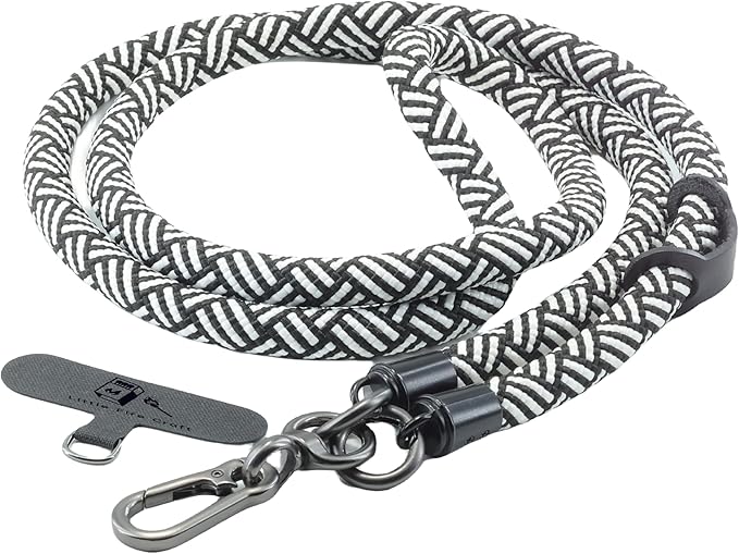 Cell Phone Lanyard Crossbody Rope Around the Neck Wrist Strap for Most Smartphone Case Headset Keychain Offices ID - Black/White