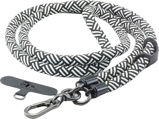 Cell Phone Lanyard Crossbody Rope Around the Neck Wrist Strap for Most Smartphone Case Headset Keychain Offices ID - Black/White