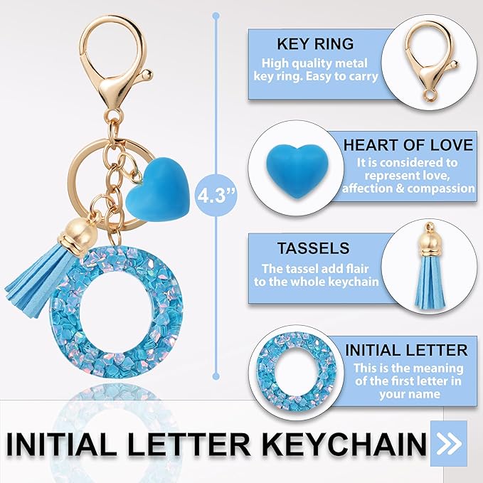 Alphabet Initial Letter Keychain Cute Heart Resin - Letter Keychain for Backpack Charms - Initial Keychains for Women
