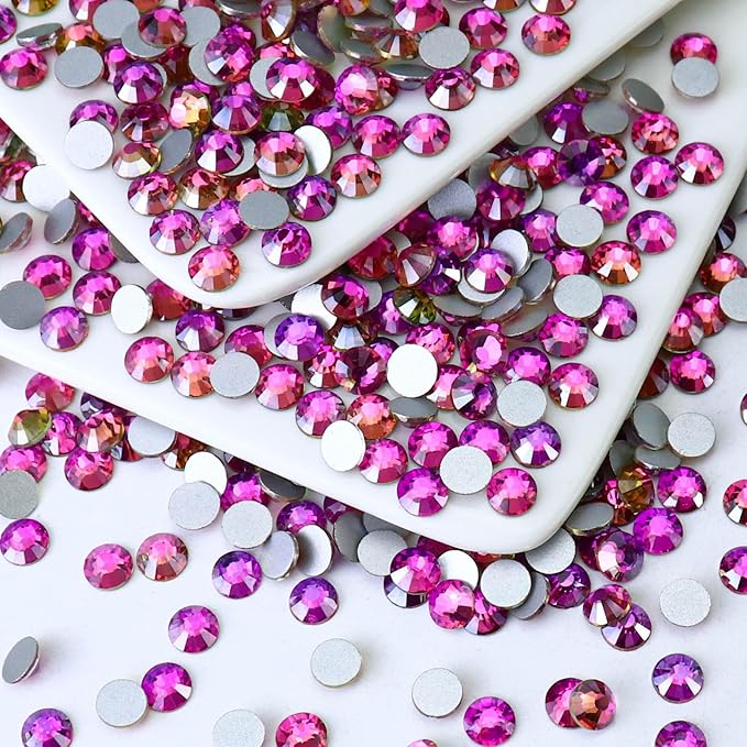 Flatback Crystal Rhinestones Round Gems for Nail Art and Craft Clothes Glue Fix, Gold Rose (6.4-6.6mm) SS30/288PCS