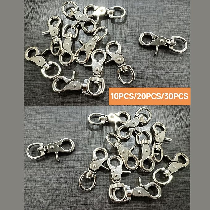 30PCS Trigger Snap Hooks 2.32'' x 0.82'' Heavy Duty Swivel Snap Hooks Metal Clasps Lanyard Clips for Pet Cage Key Chains