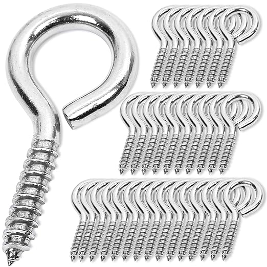 20PCS 2.5 inches Screw Eyes M6 304 Stainless Steel Eye Screws, Heavy Duty Screw, Eye Hooks Screw Eye Bolts Eye Hooks Screw, Indoor & Outdoor Uses (20, M6-2.5inch)