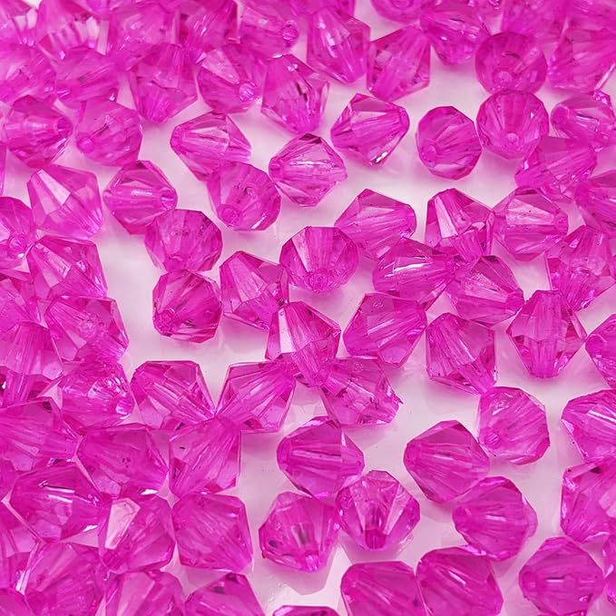 100pcs 12mm Acrylic Bicone Beads Faceted Acrylic Crystal Spacer Beads for Bracelet Necklace Earring Keychain Jewelry Making Crafts(Rose Red)