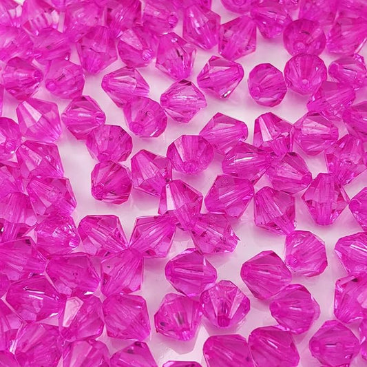 200pcs 10mm Acrylic Bicone Beads Faceted Acrylic Crystal Spacer Beads for Bracelet Necklace Earring Keychain Jewelry Making Crafts(Rose Red)