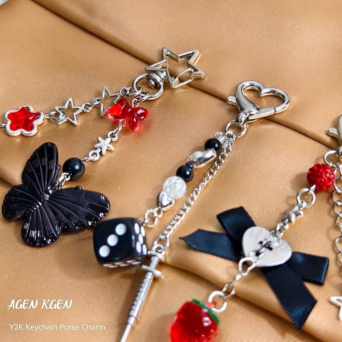 Novelty keychains Aesthetic Y2K Keychain Charms Stylish Keychains Accessories for Women Bag Purse Gifts