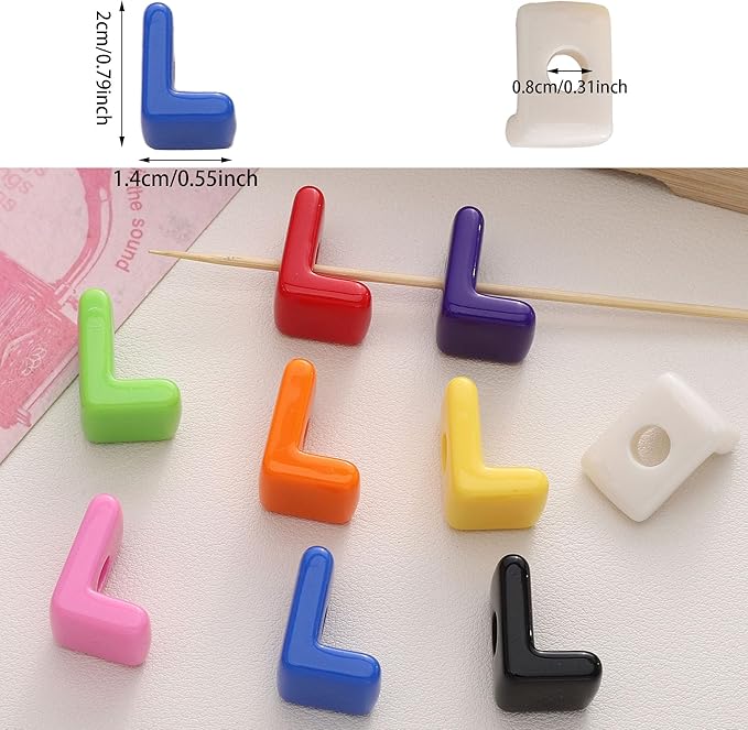 40 PCS Letter Beads 3D Acrylic 21mm x 14mm L Loose for Jewelry Making Bracelet Necklaces Keychain Phone Bag Chain Key Chains(Mixed Color L)