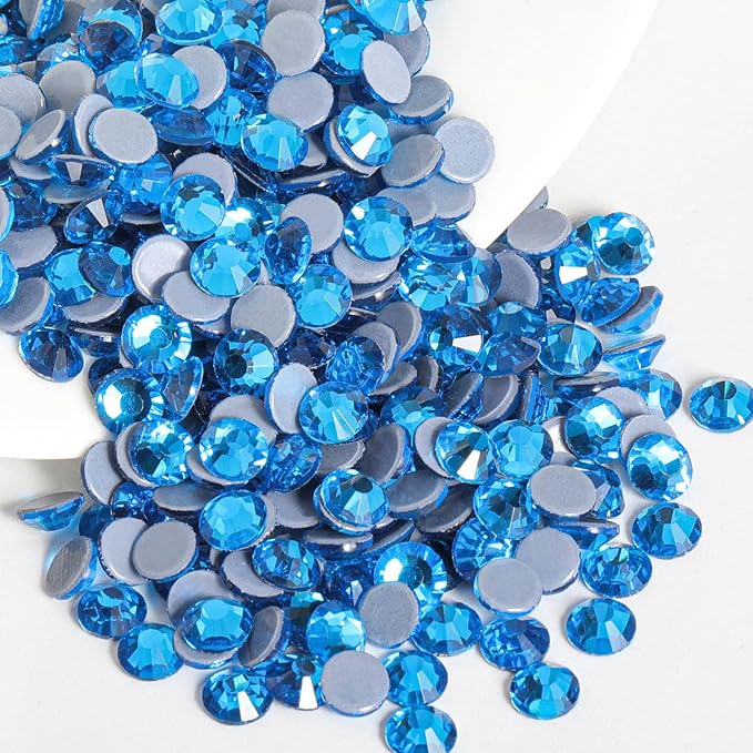 Beadsland Hotfix Rhinestones, 1440pcs Flatback Crystal Rhinestones for Crafts Clothes DIY Decorations, Capri Blue, SS20, 4.6-4.8mm