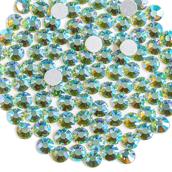 Beadsland 1440 Pieces Flat Back Crystal Rhinestones Round Gems,Peridot AB,SS8,2.3-2.5mm