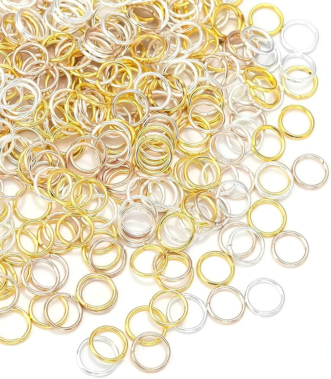 300 Pcs 10mm Open Jump Rings Silver, Gold and Rose Gold Plated Jump Rings for Jewelry Making Iron Made Single Ring Bulk for DIY Craft Earring Necklace Bracelet Pendant Choker Jewelry Making Findings