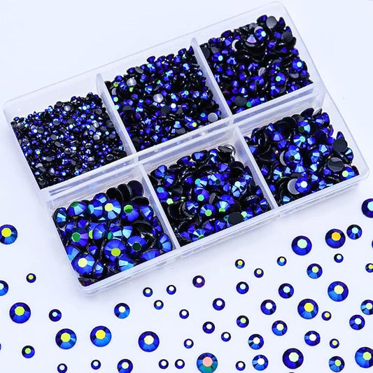 3000PCS Flatback Resin Rhinestone, 2mm 3mm 4mm 5mm 6mm Purple and Blue Flatback Jelly Rhinestones for Crafts, Mugs, Bottles, Tumblers, Loose Bling Glitter Diamond Resin Jelly AB Stone