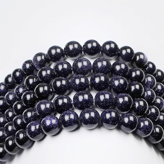 MJDCB Natural Stone Beads Blue Sand Stone Round Loose Beads for Jewelry Making DIY Bracelet Necklace (10mm)