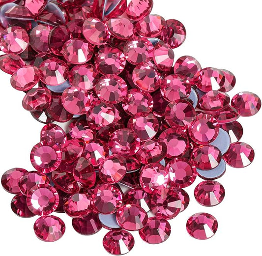 Beadsland Hotfix Rhinestones, 144pcs Crystal Rhinestones for Crafts Clothes DIY Decoration, Rose, SS40, 8.3-8.6mm