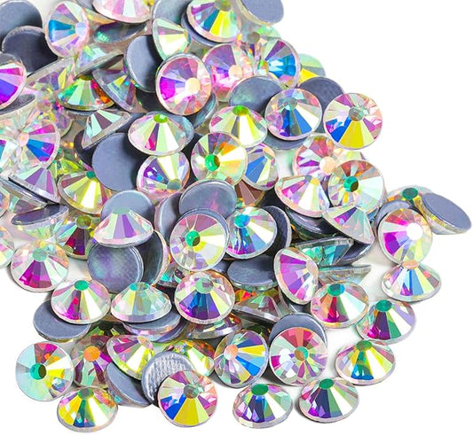 Beadsland Hotfix Rhinestones, 144pcs Flatback Crystal Rhinestones for Crafts Clothes DIY Decoration, Crystal AB, SS50, 10mm