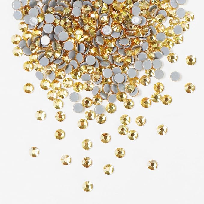 Hot Fix Crystal Flatback Rhinestones Glass Diamantes Gems 2.0mm(6ss 2880pcs, Metallic Sunshine)