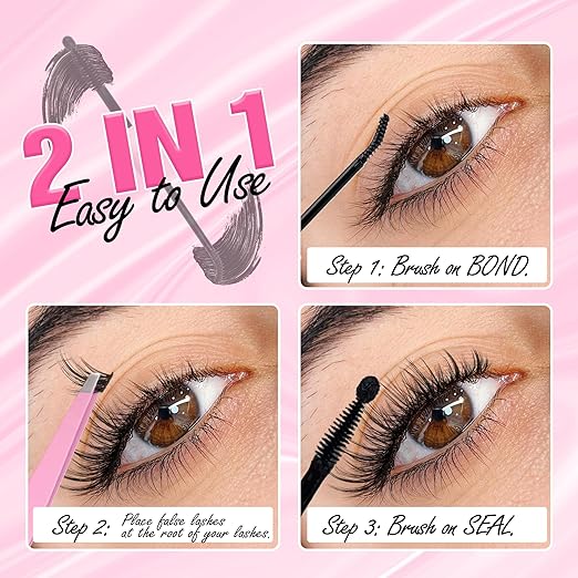 Lash Bond and Seal Strong Hold Eyelash Glue 2 in 1 Lash Adhesive and Lock Long Lasting Waterproof Black Lash Glue and Sealant for DIY Lash Extension Clusters by Mavphnee