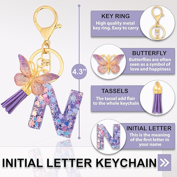 Alphabet Initial Letter Keychain Cute Heart Resin - Letter Keychain for Backpack Charms - Initial Keychains for Women