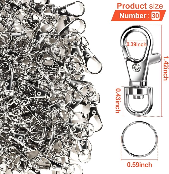 LEOBRO 480PCS Lobster Claw Clasps and Key Rings, Keychain Making Kit - 240PCS Keychain Clips and 240PCS Key Chain Ring, for Key Chains, Crafts, Lanyard, Key, Jewelry Making