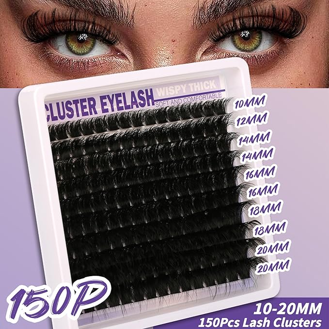 Lashes Clusters Kit Gift Packs 3 Styles 350Pcs with Bond&Seal Glue Remove Volume Soft False Eyelash Extension 150D+200D+300D D Curl Wispy DIY Individual Fake Eyelashes Box for Beginners Bulk Pack