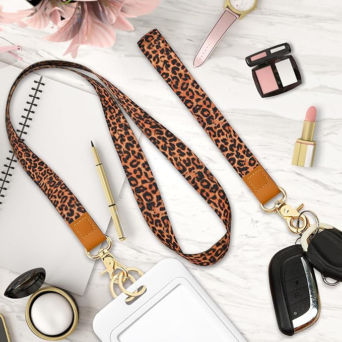 Cool Leopard Wristlet Keychain, Wrist Lanyard Key Chain For Women Men Car Keys Id Holder Card Phone Wallet Camera