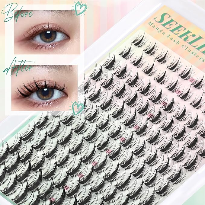 Lash Clusters Manga Fairy C Curl Deer Eyelash Clusters Natural Spiky Cluster Eyelash Extensions 120PCS 8-16MM Mixed Clear Band Doe Eyed Anime Wispy Lashes Cluster (Breath)