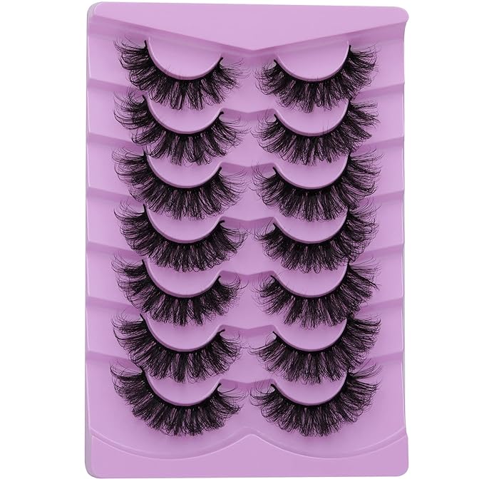 Fluff Lashes Mink Wispy False Eyelashes Curly Faux Mink Lashes 20mm Volume Fake Eyelashes 7 Pairs Eye Lashes Multipack by TOOCHUNAG