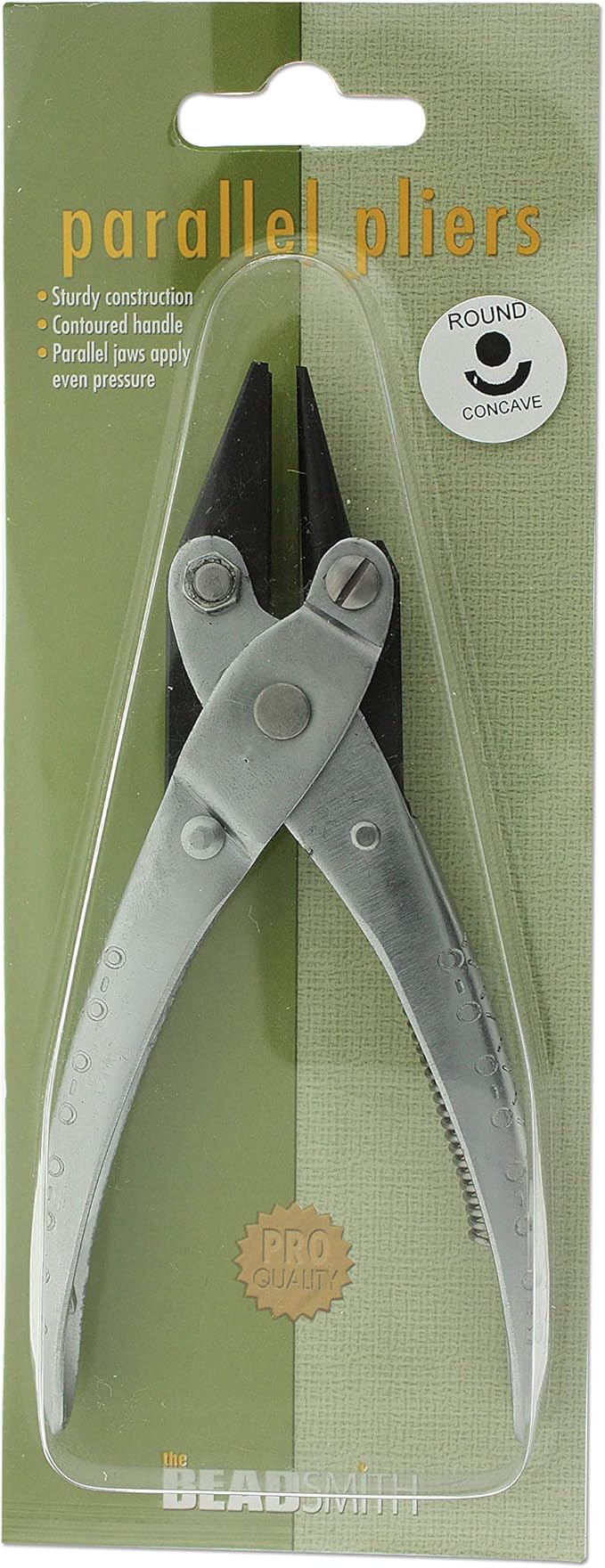 The Beadsmith Round Nose/Concave Parallel Pliers - 5.71 inches (145mm), Steel tool for jewelry making, no spring