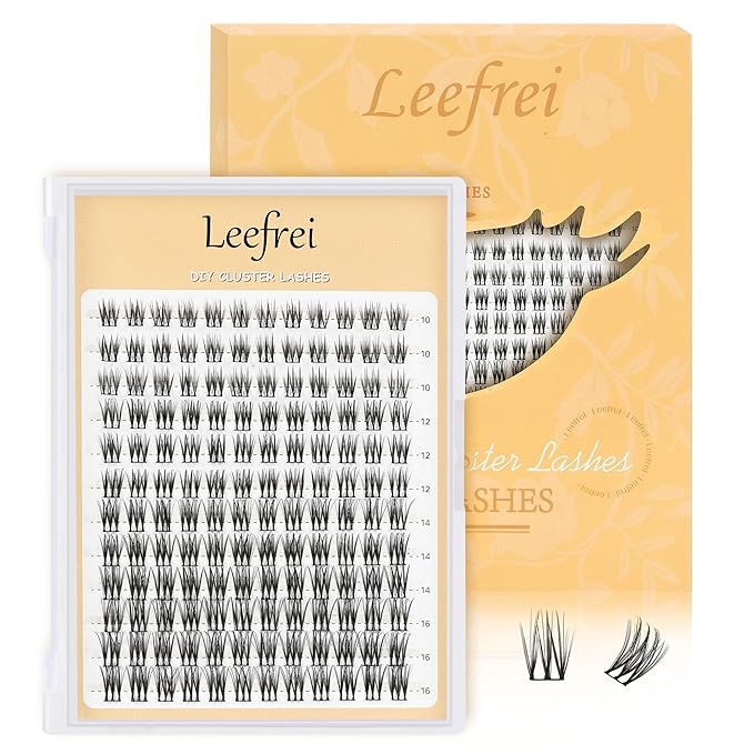 Leefrei Eyelash Clusters 10-18mm Wispy Eyelash Clusters D Curl DIY Cluster Lash Extension Kit Individual Lashes Kit With Bond & Seal, Glue Remover, Tweezers(LF04 Lashes Only)