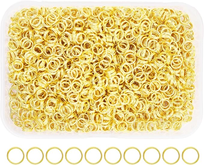 Mandala Crafts 5mm Gold Colored Double Jump Rings for Jewelry Making - 1500 Pcs Small Split Key Rings Set for Crafts, DIY Keychains, and Accessories