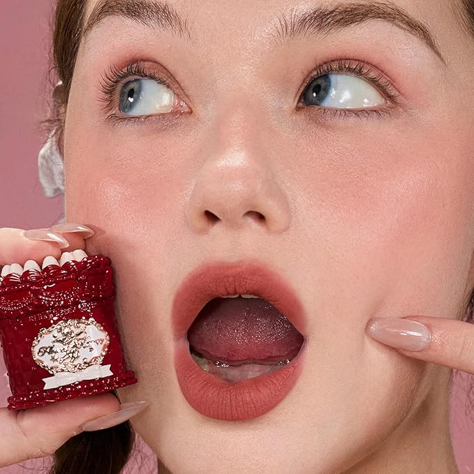 Flower Knows Strawberry Cupid Cake Lip Cream,Long Lasting Coral Red Matte Lipstick,Hydrating Lip Stain,Transfer & Smudge-Proof Velvet Liquid Lipstick for Girls&Women,0.17 Fl Oz(V07 Fig)