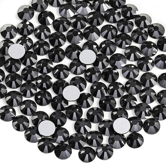 Beadsland 1440pcs Flat Back Crystal Rhinestones Round Gems for Nail Art and Craft Glue Fix, Jet Hematite,SS10,2.7-2.9mm