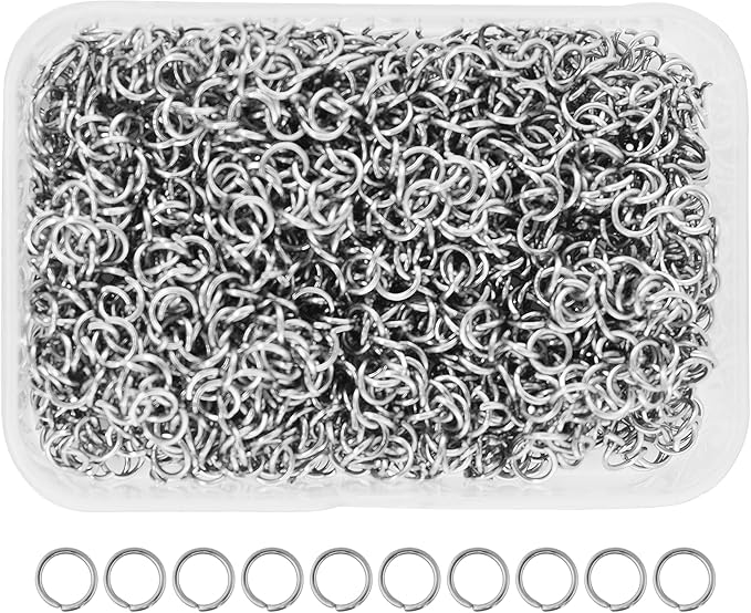 Mandala Crafts 6mm Stainless Steel Double Jump Rings for Jewelry Making - 1280 Pcs Small Split Key Rings Set for Crafts, DIY Keychains, and Accessories