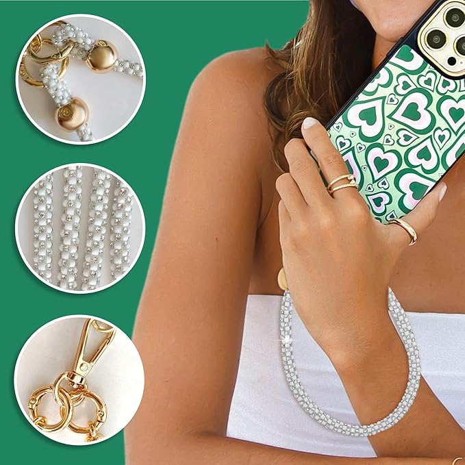 Crystal Phone Strap Crossbody and Wrist Lanyard, Anti Theft Layered & Wrist Strap Cell Phone Neck for Women