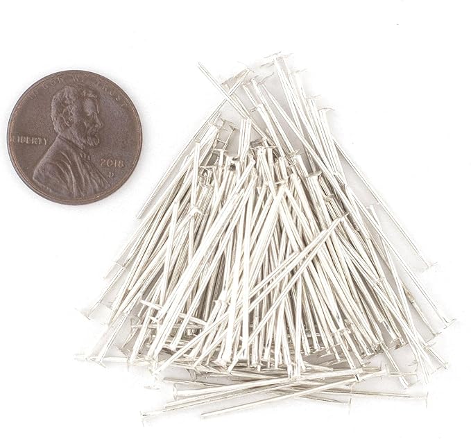 The Bead Chest Silver 21 Gauge 1 Inch Head Pins (Approx 100 Pieces)