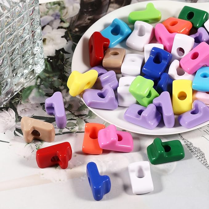 40 PCS Number Beads 3D Focal Bead Acrylic Loose for Jewelry Making Bracelet Necklaces Keychain Phone Bag Chain Key Chains (Mixed Color 1)